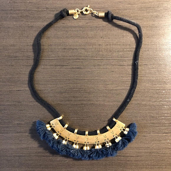 Madewell Jewelry - Madewell Gold and Navy Tassel Collar Necklace